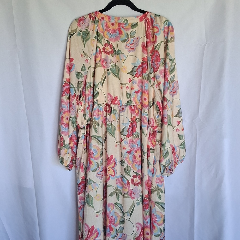 SKIES ARE BLUE Floral Maxi Dress Cream Pink 3X - Picture 8 of 11